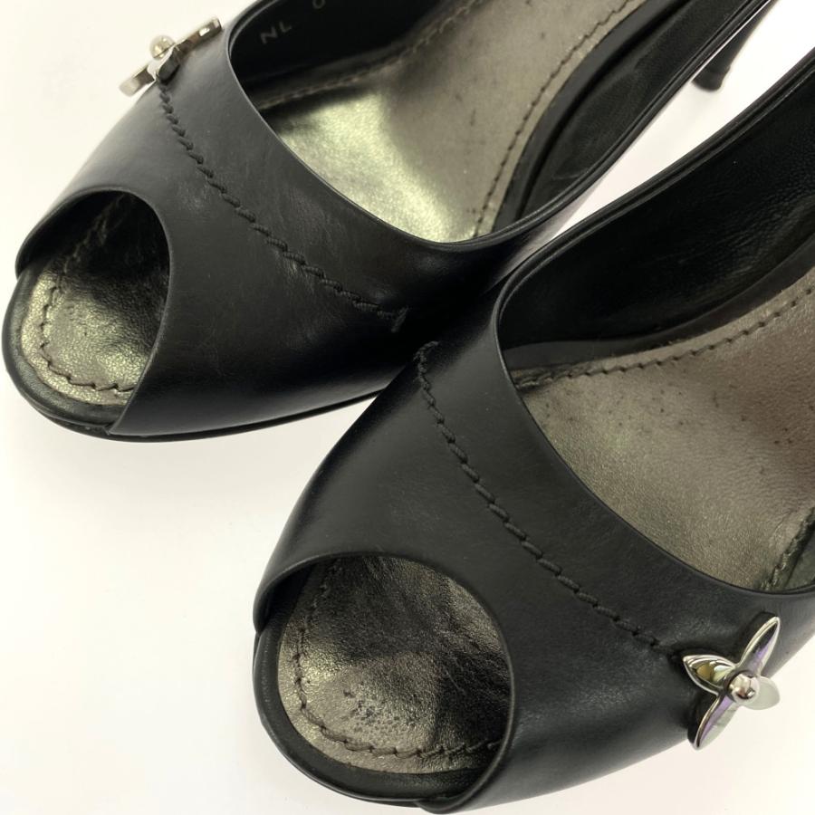 ルイヴィトン チャーム・オープントゥ パンプス 靴/361/2M/ブラック