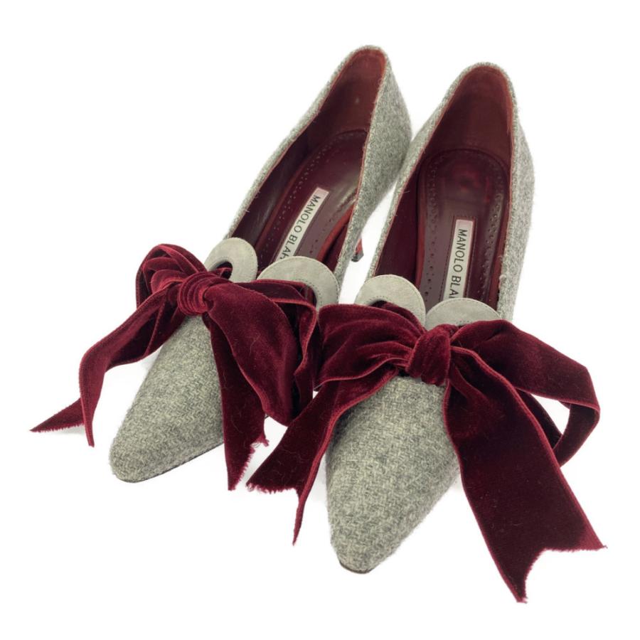 マノロブラニク ポインテッドトゥ・ベロア リボン パンプス 靴 ツイード/361/2/グレー/レッド/Manolo Blahnik  翌日配送可/b210810/379982 :SPPA6163L:リファスタ・Yahoo!ショッピング店 - 通販 - Yahoo!ショッピング