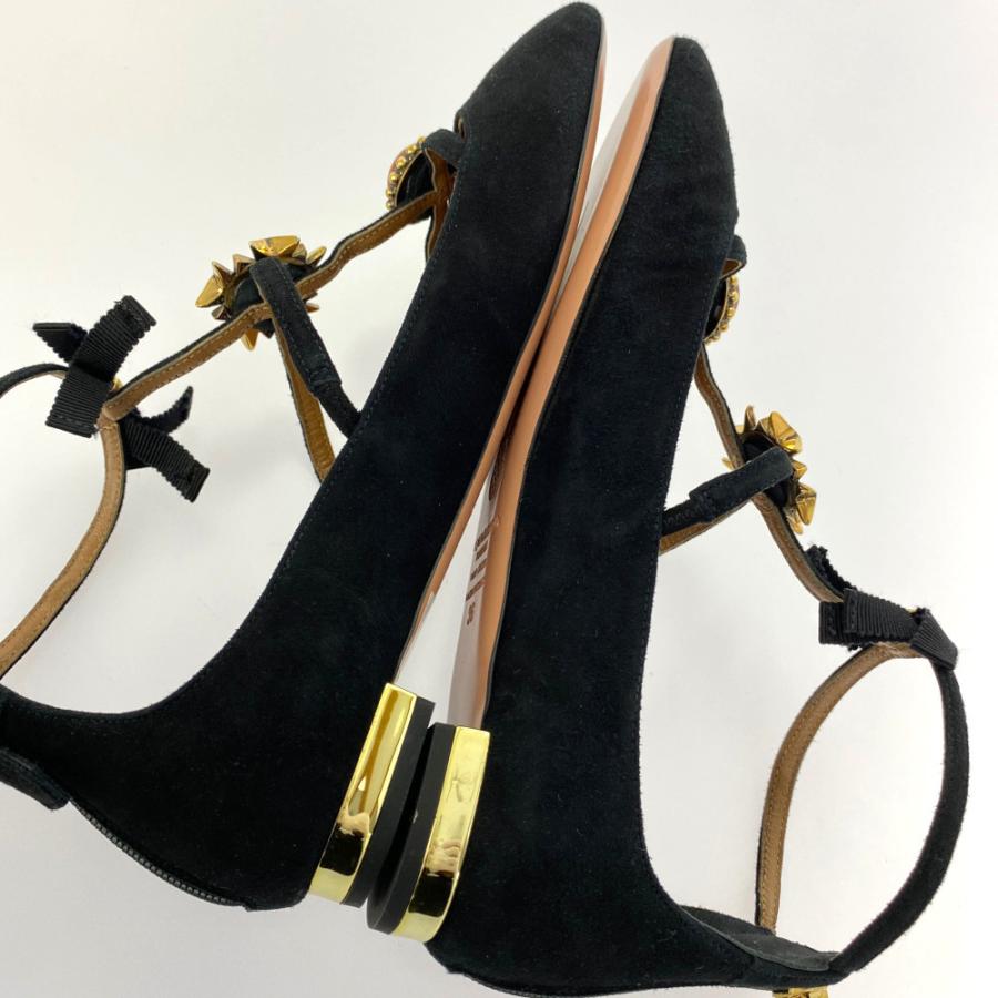 美品アクアズーラ　36サイズ アクアズーラ pandora flat・パンプス 靴/36/ブラック/ゴールド