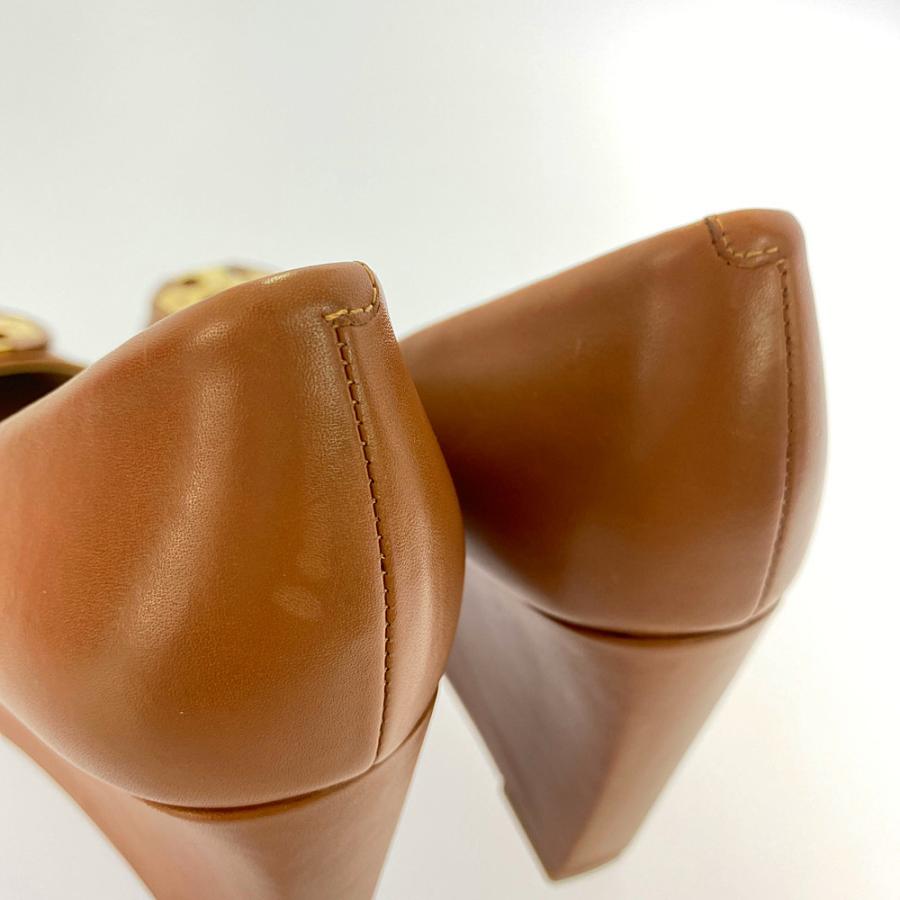トリーバーチ ウェッジパンプスサイズ7.5（24.5cm)ブラウンロゴ金具