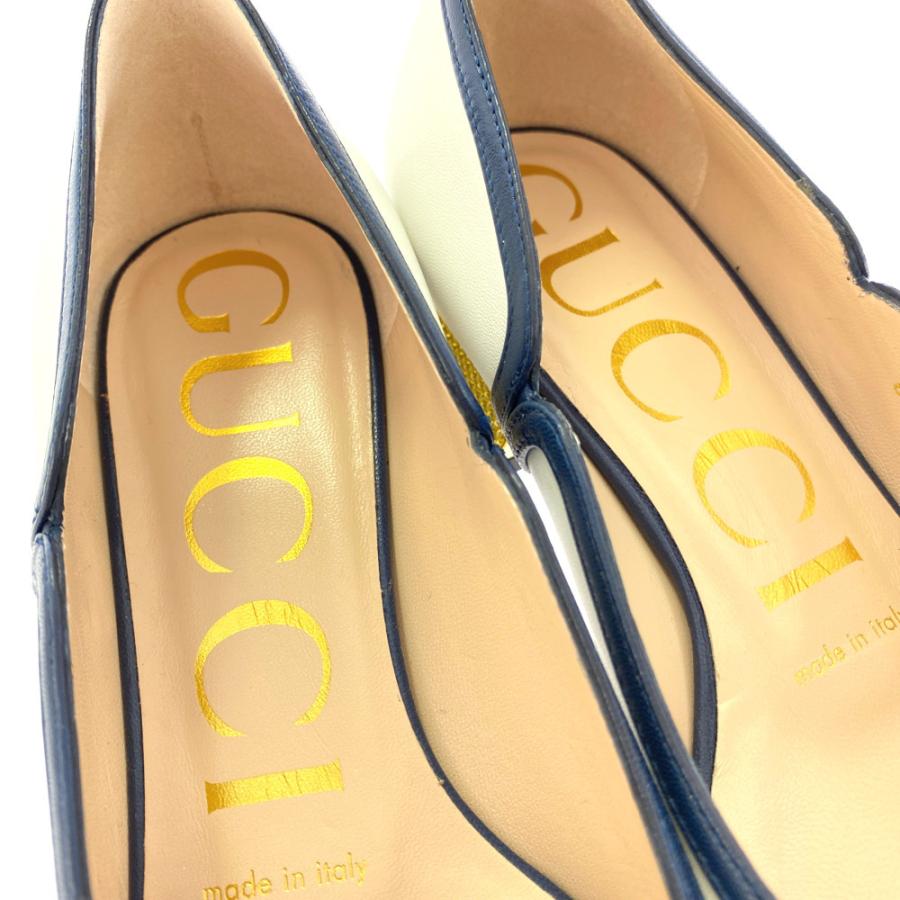 GUCCI グッチ レザー リボン パンプス靴/608940/35/ホワイト