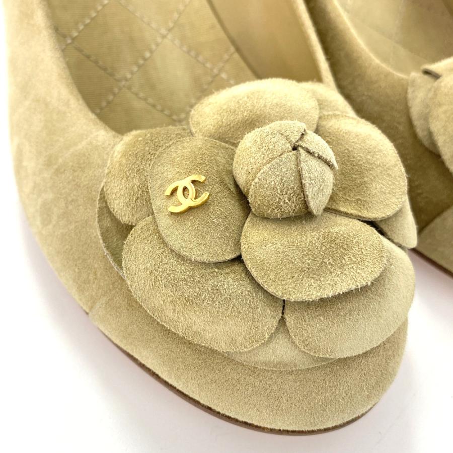 シャネル パンプス カメリア スエード ベージュ サンダル 2016SS