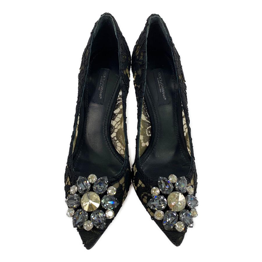 DOLCE&GABBANA D&Cドルガバ ビジューレースパンプス36 23cm Dolce&Gabbana レースビジューパンプス 36
