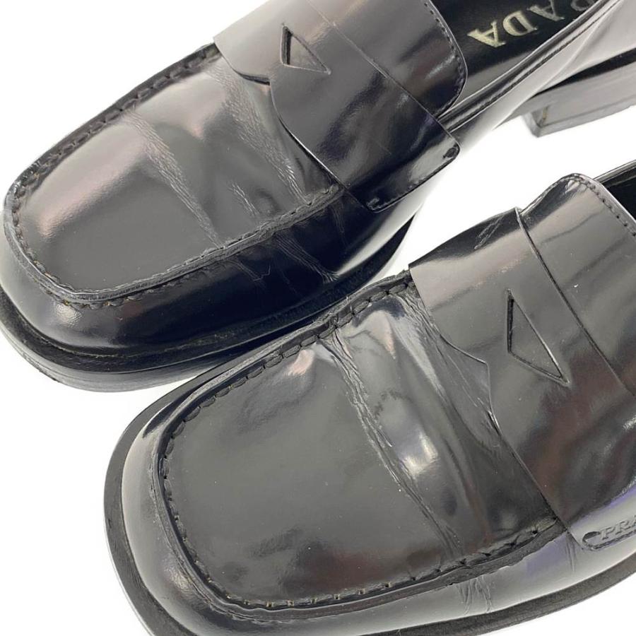 PRADA プラダ スクエアトゥ・レザーコインローファー 靴/37 PRADA プラダ スクエアトゥ・レザーコインローファー 靴/37