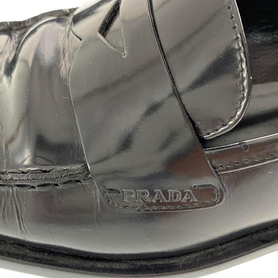 PRADA プラダ スクエアトゥ・レザーコインローファー 靴/37 PRADA プラダ スクエアトゥ・レザーコインローファー 靴/37