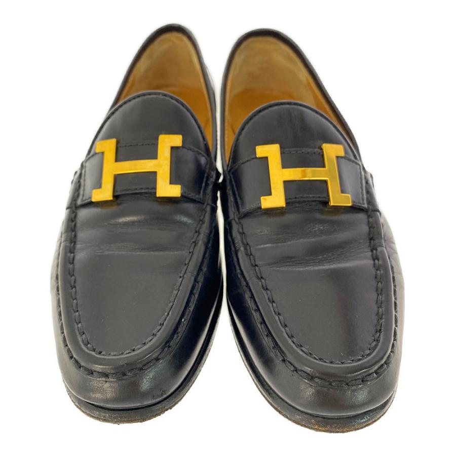 美品　HERMES　エルメス　ローファー 35ハーフ　コンスタンスHロゴ HERMES エルメス ローファー コンスタンス Hロゴ 黒 (ブラック