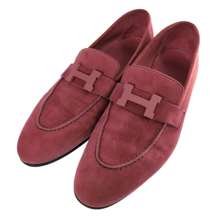 HERMES（エルメス） モカシンパリ Hロゴ ローファー靴 37 ピンク