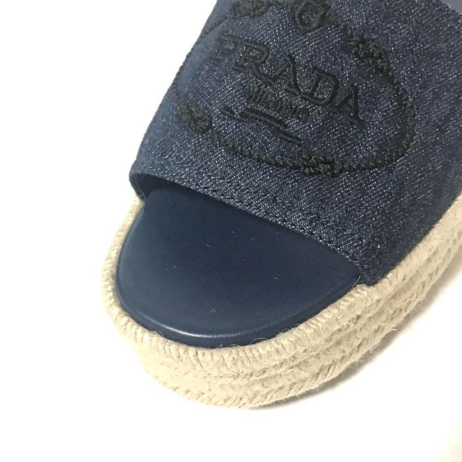 PRADA 美品・プラダ プラットフォーム・ジュート・サンダル・スリッパ