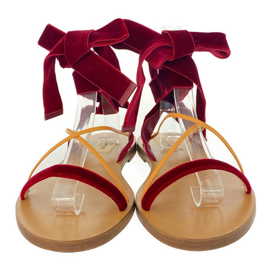 ヴァレンティノガラヴァーニ ベロアリボン・レースアップフラット