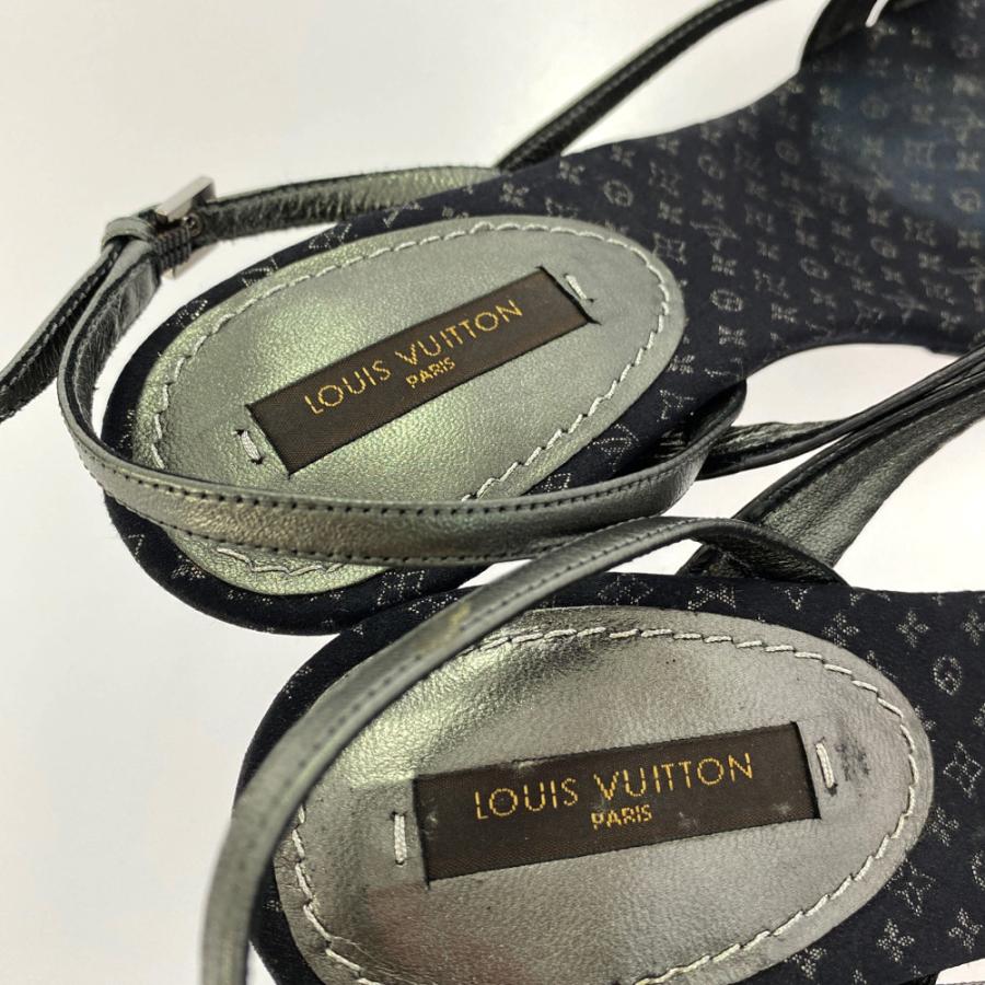 LOUIS VUITTONルイヴィトン  モノグラム サテン ミュール　サンダル ルイヴィトン モノグラム・サテン・パイソン・ミュール