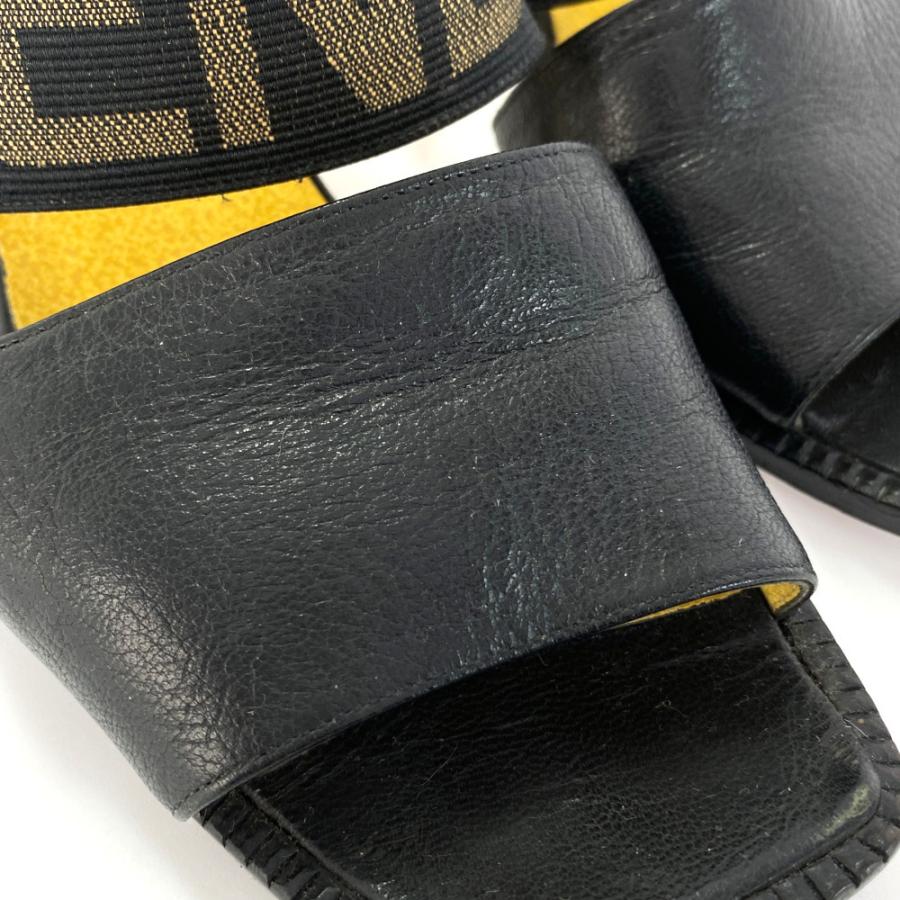 FENDI フェンディ スクエアトゥロゴバンドサンダル 靴/361/2/ブラック 