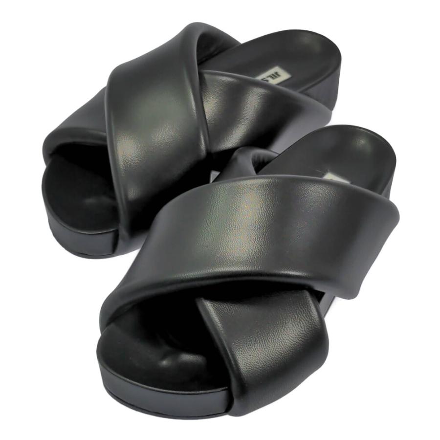 JIL SANDER padded slidesブラックレザーサンダル 37 JIL SANDER padded slidesブラックレザーサンダル 37