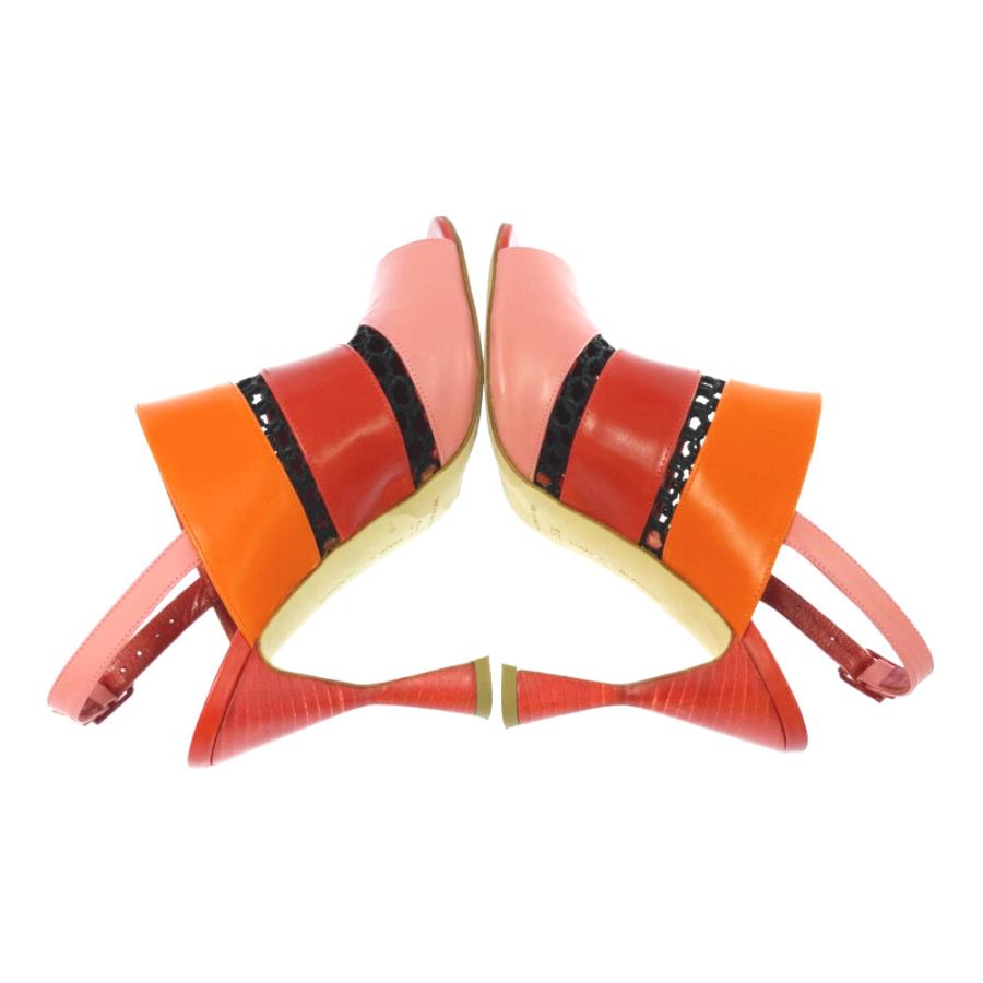 マノロブラニク赤オレンジ - フラットシューズ・バレエシューズ 