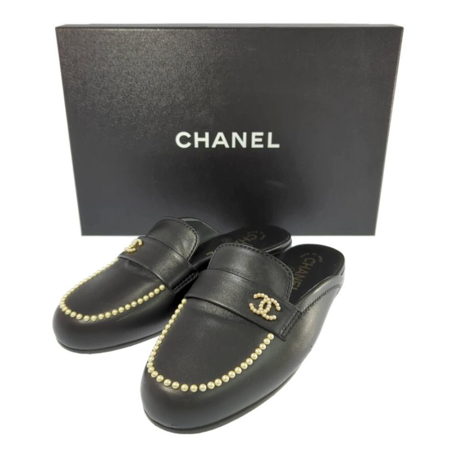 CHANEL（シャネル） ココマーク・コスチュームパール・レザー サンダル