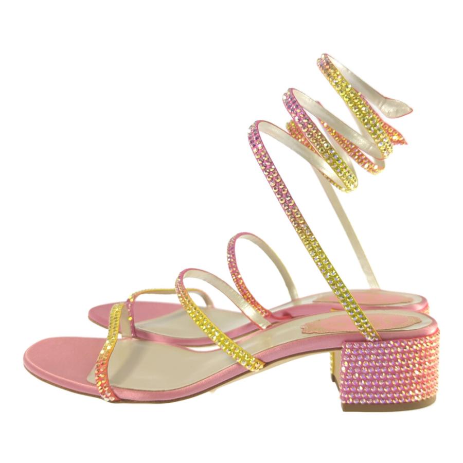 レネ カオヴィラ サンダル 38 ビジュー スワロ ピンク オート