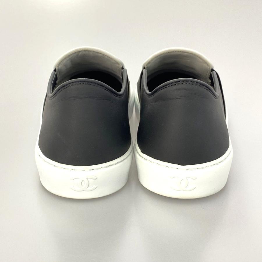 CHANEL シャネル バイカラー レザー スリッポン スニーカー 靴 CHANEL シャネル バイカラー レザー スリッポン スニーカー 靴