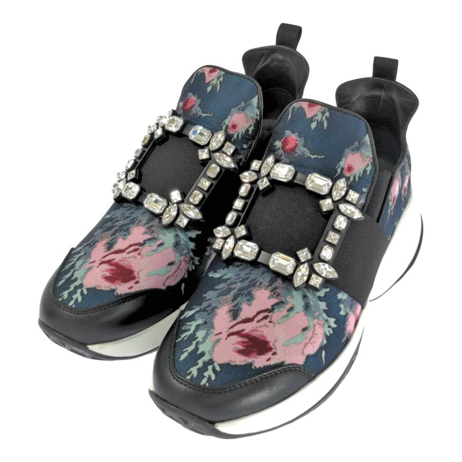 Roger Vivier ロジェヴィヴィエ ビジュー バックル 花柄 ジャガード 