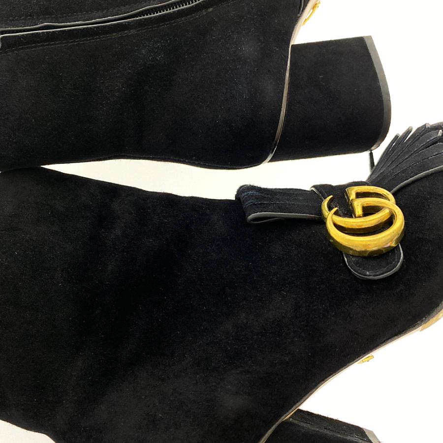 GUCCI（グッチ） GGマーモント・スエードレザーフリンジアンクルブーツ