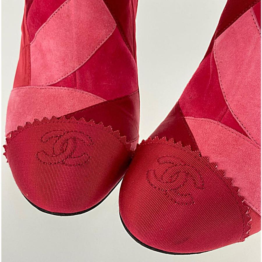 CHANEL シャネル パッチワーク サイドジップ ショートブーツ靴 CHANEL シャネル パッチワーク サイドジップ ショートブーツ靴