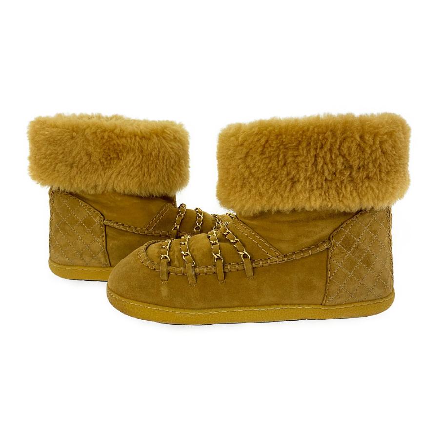 CHANEL（シャネル） ココマーク ムートン チェーン ショートブーツ 靴