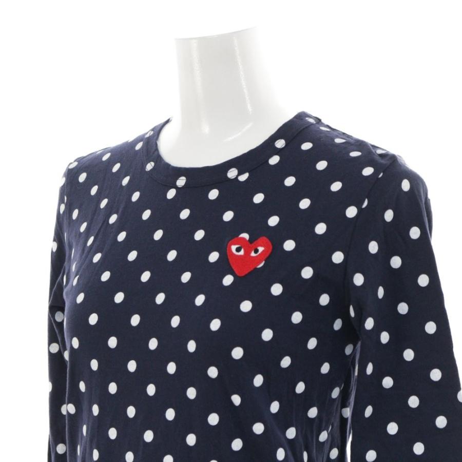PLAY COMME des GARCONS ドット柄長袖Tシャツ　ネイビー　M PLAY COMME des GARCONS ドット柄長袖Tシャツ ネイビー L