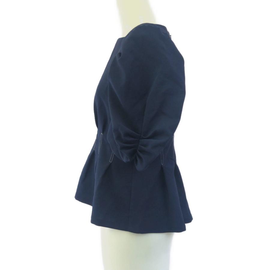 大きいサイズ☆美品☆マーリエルカセット☆紺☆リネンライクボリューム袖ブラウス 大きいサイズ☆美品☆マーリエルカセット☆紺☆リネンライク