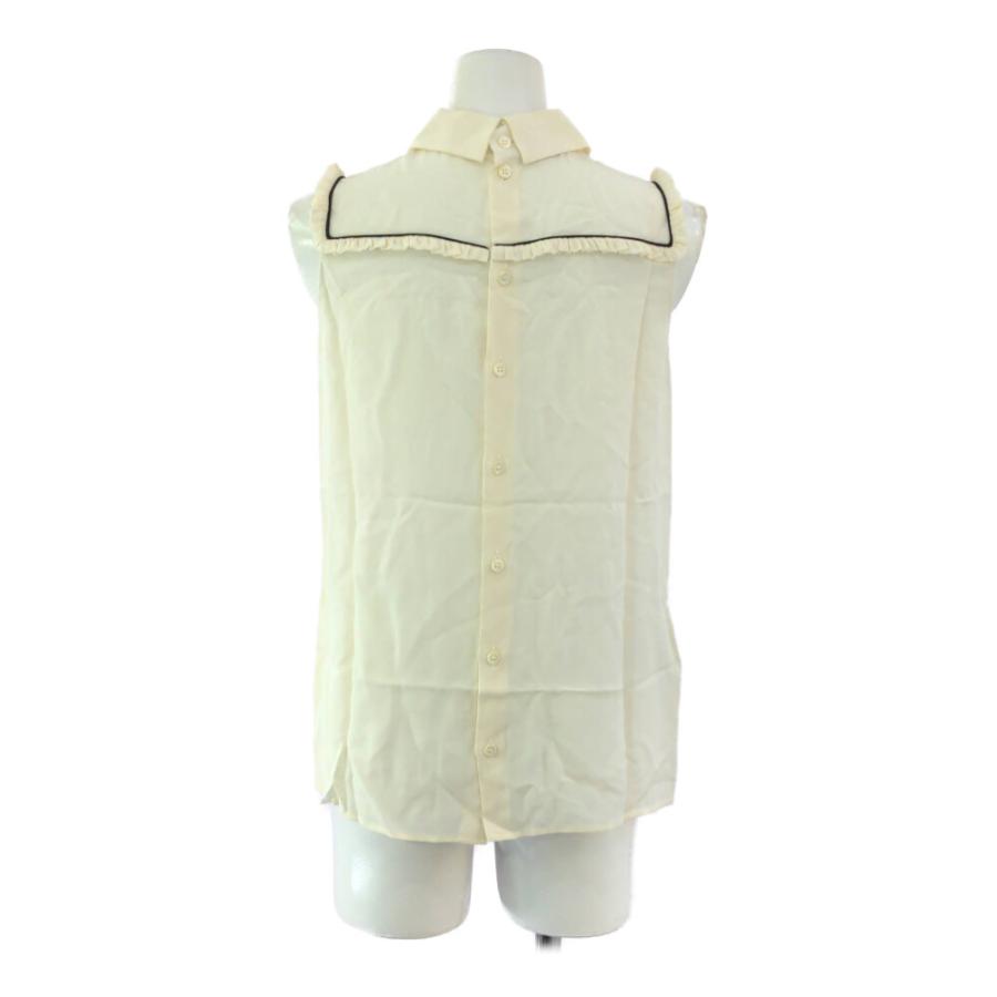 miu ミュウミュウ シルク 襟スタッズ ノースリーブ シャツ