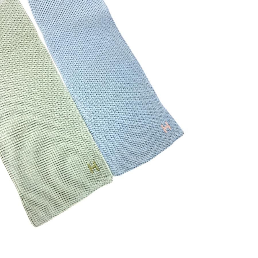 HERMES シルクニットタイ 青 エルメス)シルクニットタイ《テット・ア・テット・エケストル