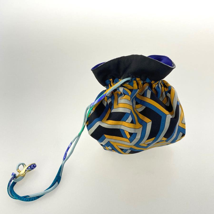 HERMES エルメス プティアッシュ・シルクアクセサリー巾着ポーチ