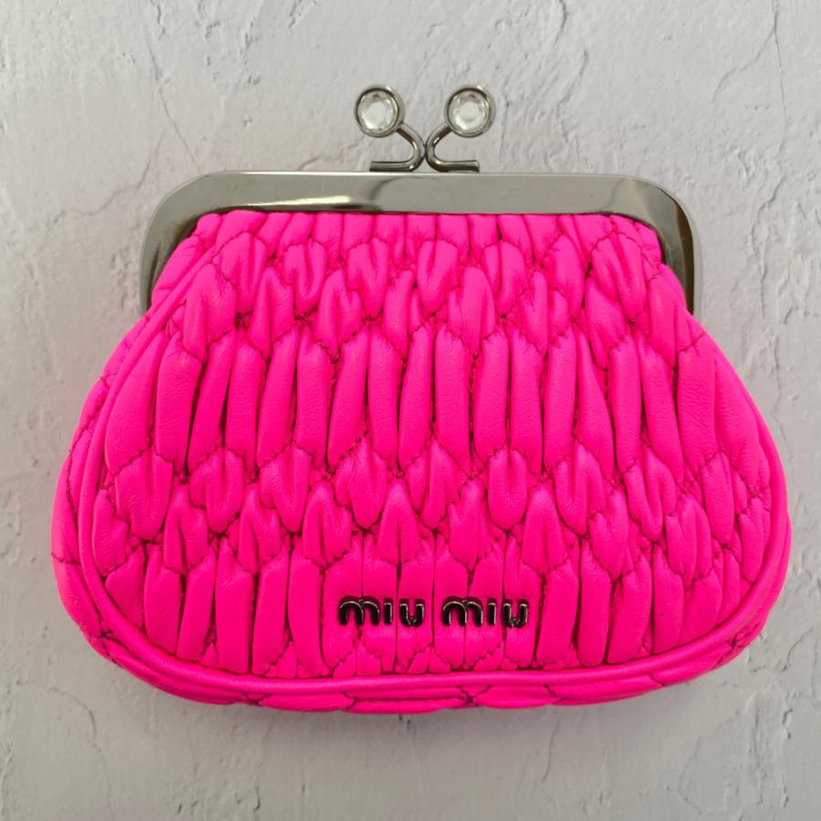 MIUMIU ミュウミュウ マテラッセ がま口ポーチ ミュウミュウマテラッセ コンパクト財布 がま口 ピンク ゴールド