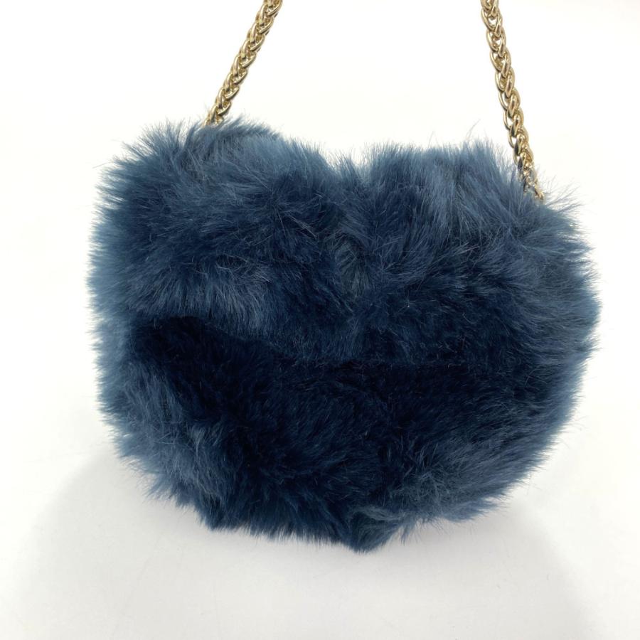 FURLA ネイビー ファー ショルダーバッグ