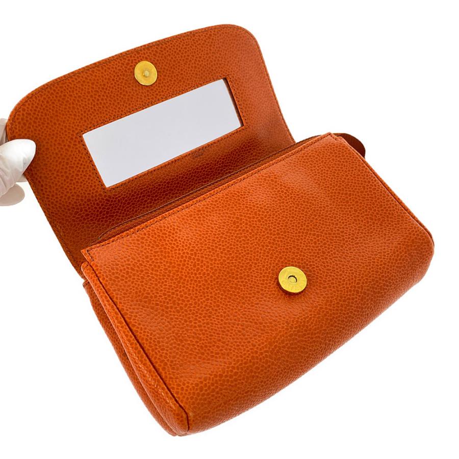 CHANEL（シャネル） ミラー付きコスメポーチ/オレンジ/CHANEL 翌日配送