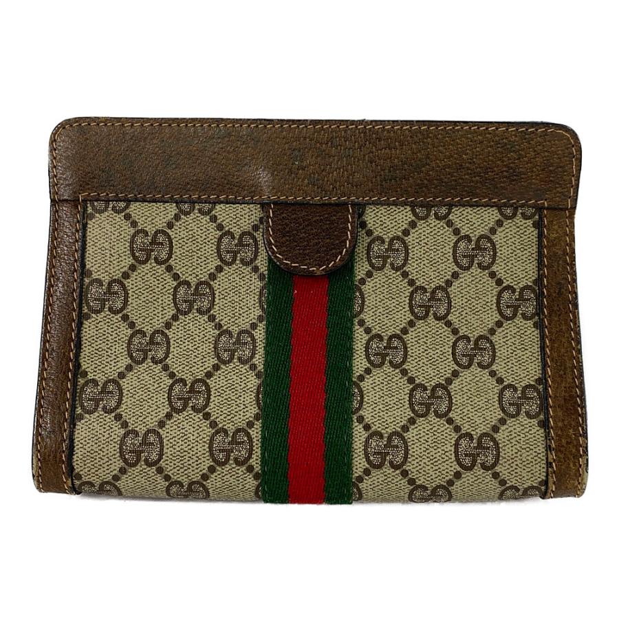 美品　GUCCI GGスプリーム　シェリーライン　ミニ　ポーチ　GG柄　ブラウン グッチパフューム GGスプリーム シェリーライン コスメポーチ
