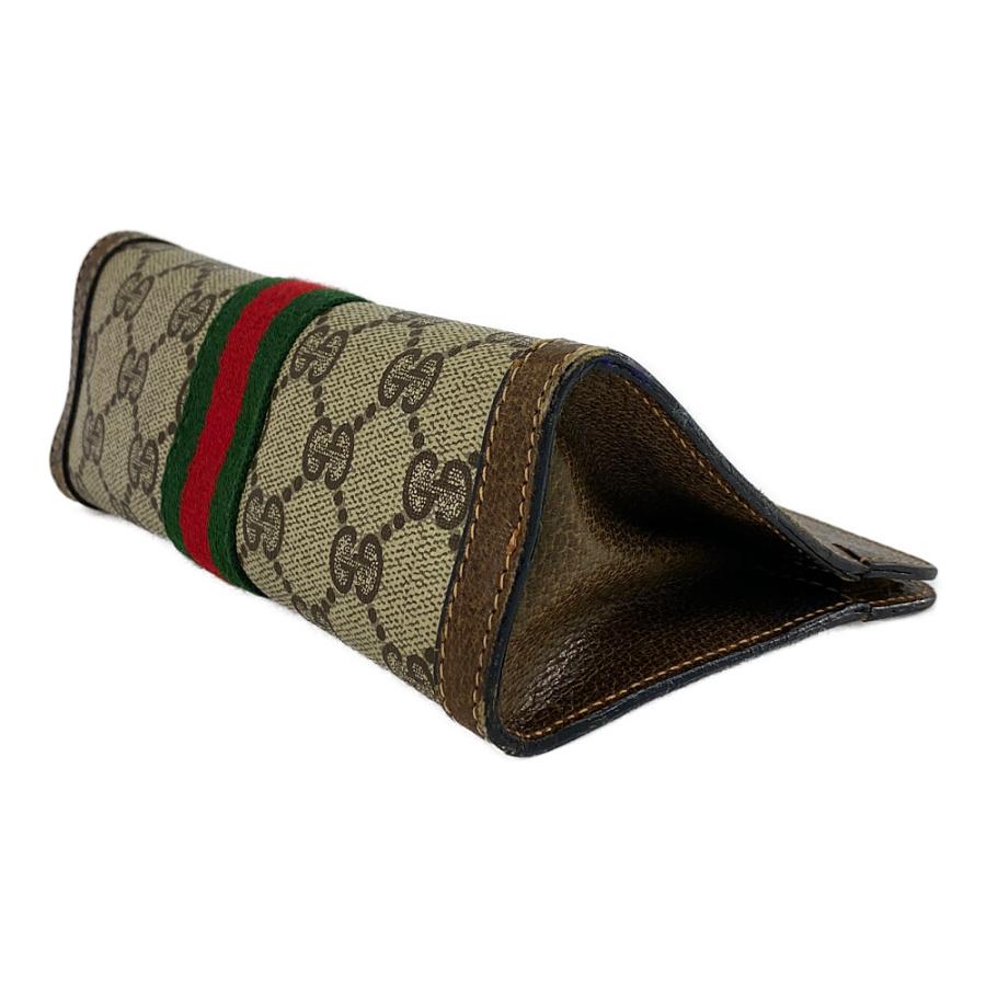【良品】グッチ　ポーチ　シェリーライン　GGスプリーム　PVC レザー　ブラウン GUCCI グッチ ポーチ GGスプリーム PVC シェリーライン ブラウン