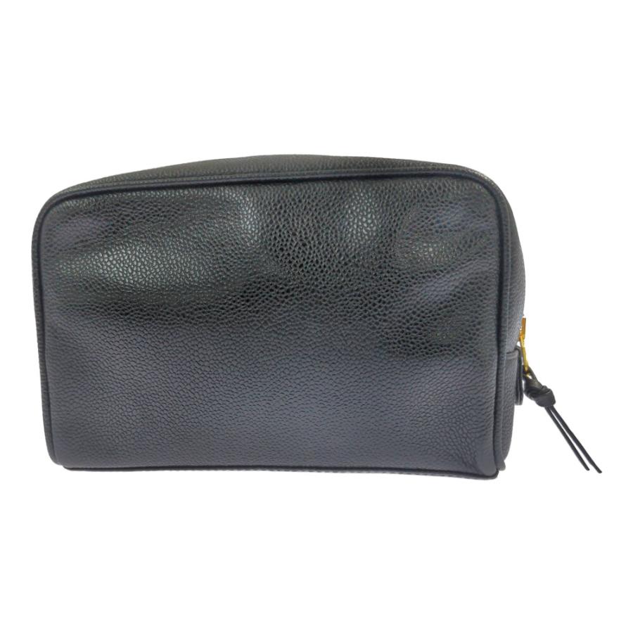 【美品】シャネル キャビアスキン ポーチ ココマーク ゴールド金具 ロゴ レザー CHANEL シャネル キャビアスキン ココマーク マルチケース