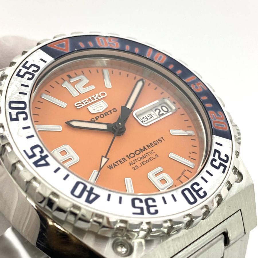 セイコーファイブ オレンジ文字盤 自動巻き時計/SS/stainless steal  