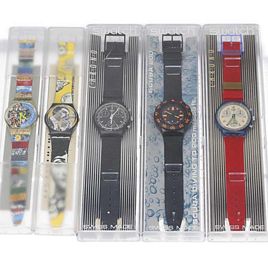 スウォッチ 5本セット・クォーツ時計/SS/stainless steal/レッド 