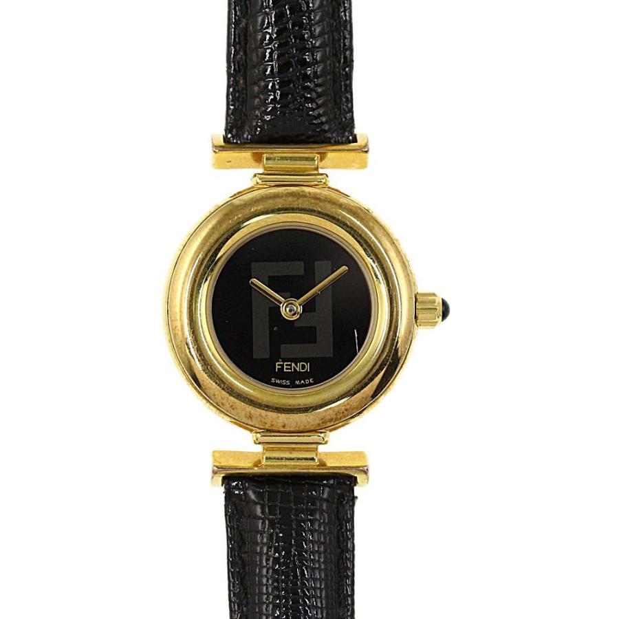 FENDI（フェンディ） FFロゴ レザーベルト クォーツ時計/320L/ブラック