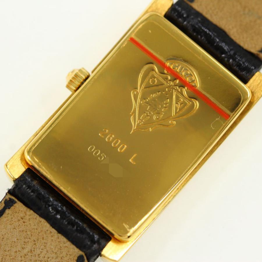 GUCCI（グッチ） スクエア クォーツ時計 レザーベルト-19.5g/2600L
