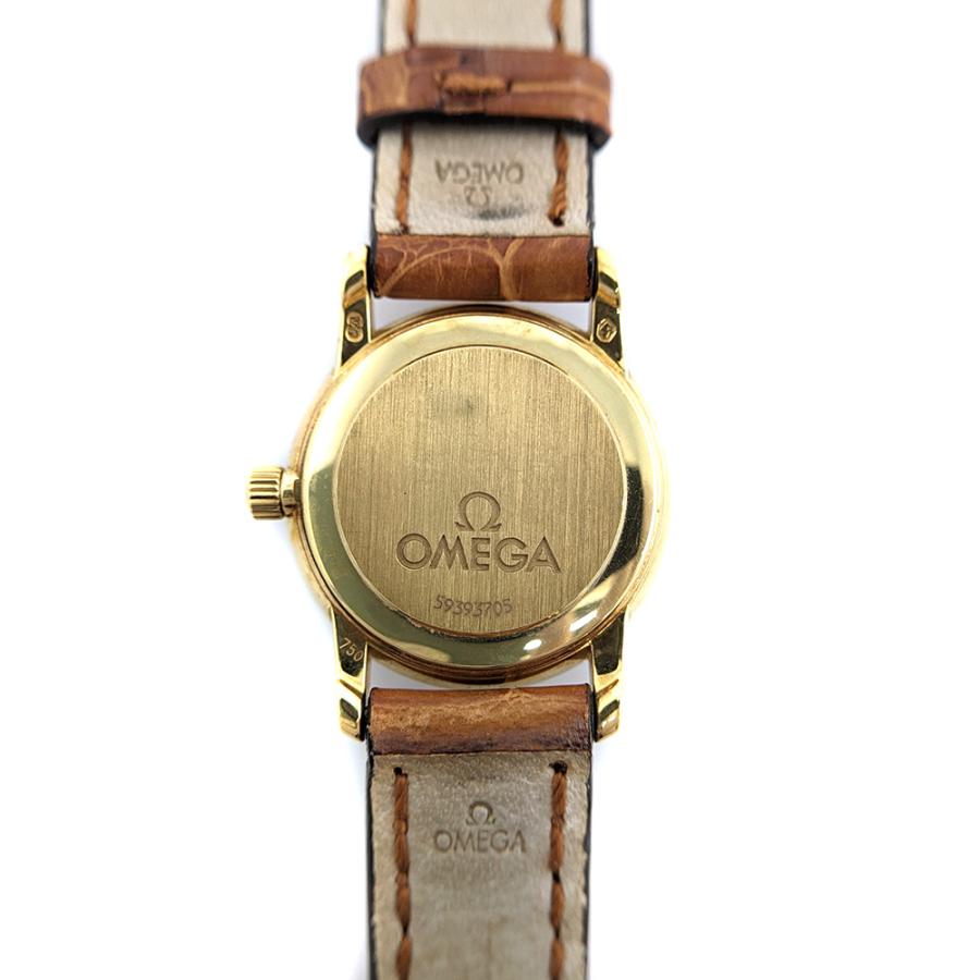 OMEGA オメガ 22mm シルバー文字盤 レザーベルト クォーツ時計