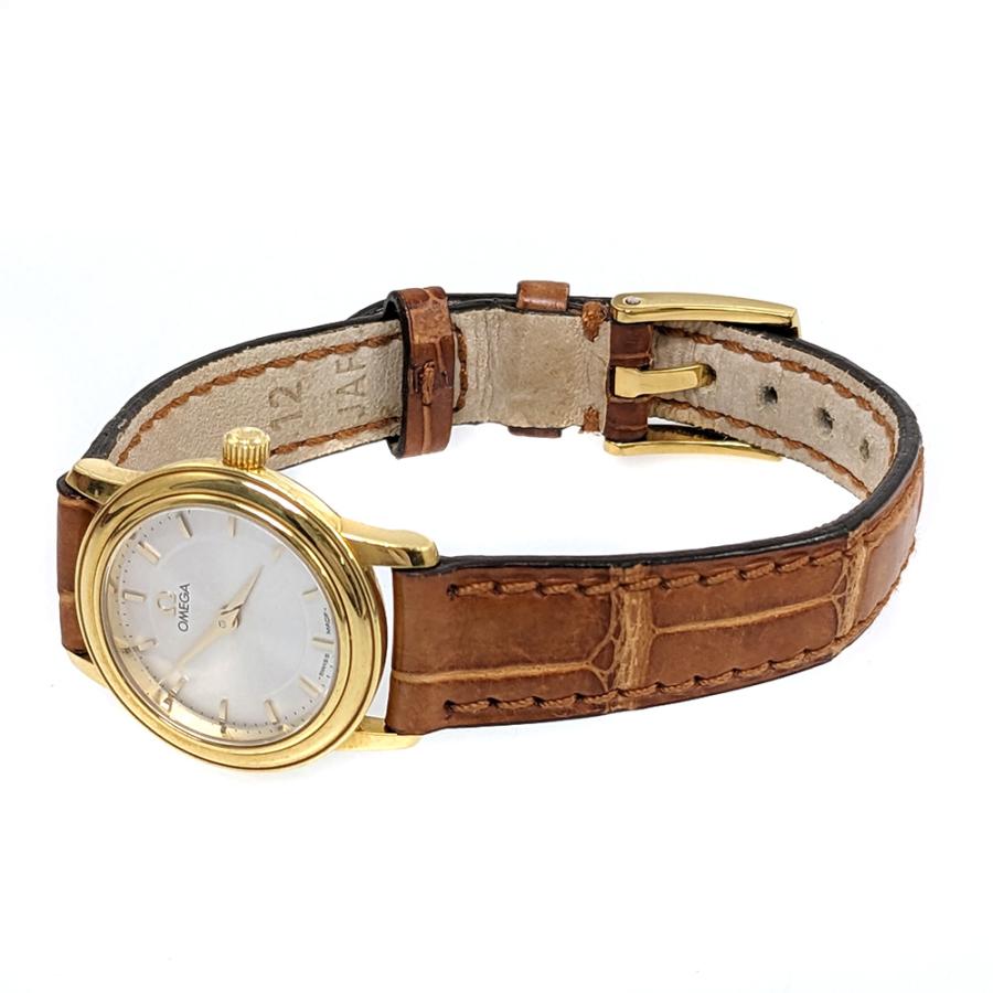 OMEGA（オメガ） 22mm シルバー文字盤 レザーベルト クォーツ時計