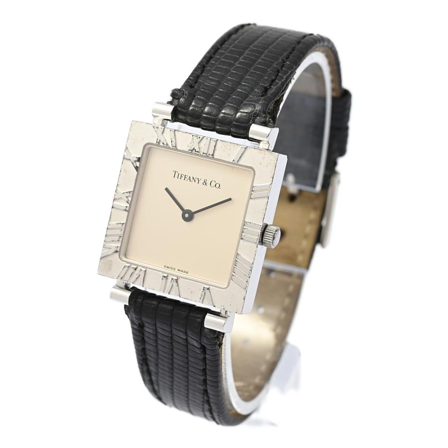 【稼働】 TIFFANY＆Co. 腕時計 アトラス クオーツ SV925 レザー TIFFANY&Co.（ティファニー） アトラス・スクエア レザーベルト
