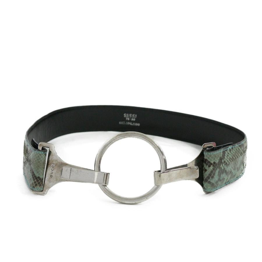 GUCCI★正規品、希少★ パイソンベルト☆ 激美品 GUCCI（グッチ） パイソンウエストマークベルト レザー/グリーン系