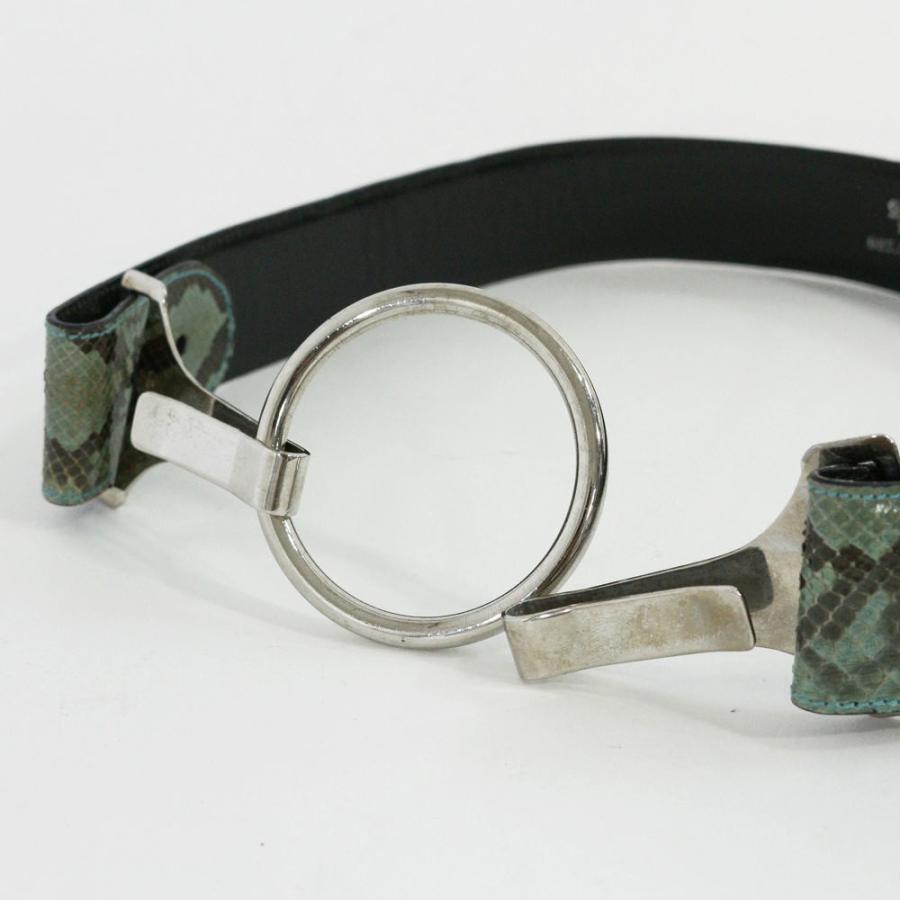 GUCCI（グッチ） パイソンウエストマークベルト レザー/グリーン系