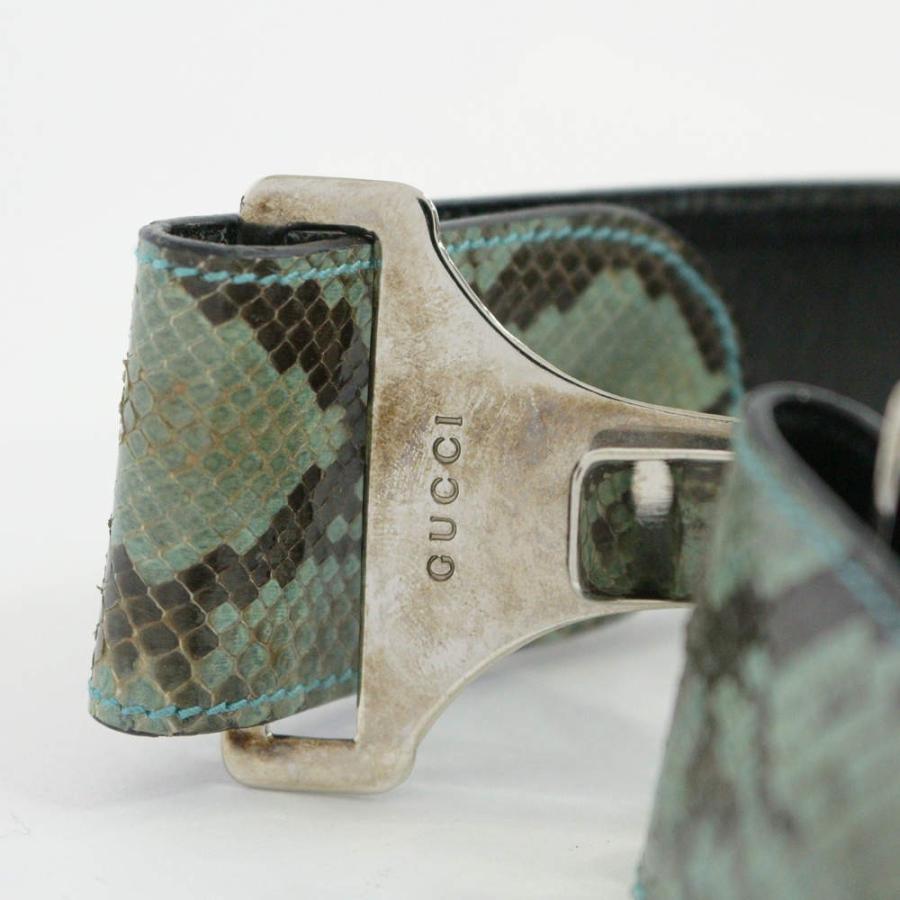 GUCCI（グッチ） パイソンウエストマークベルト レザー/グリーン系