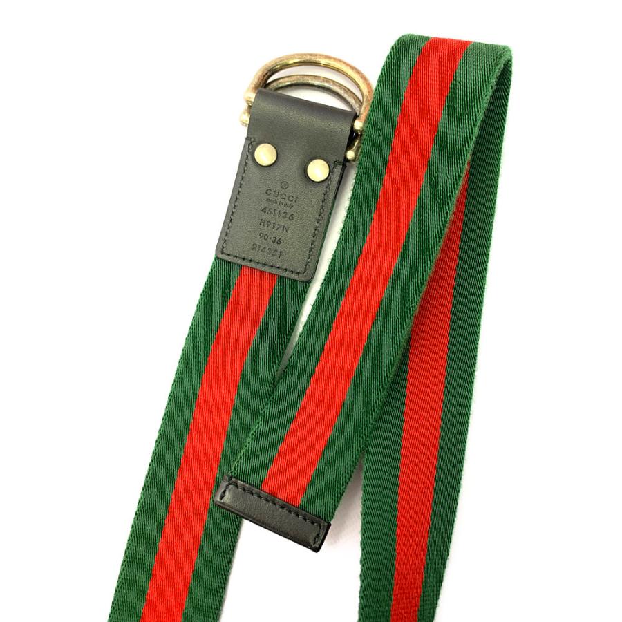 GUCCI グッチ ベルト Dリングバックル ナイロンウェブベルト GUCCI（グッチ） ウェブライン・Dリングベルト/431136/グリーン/レッド