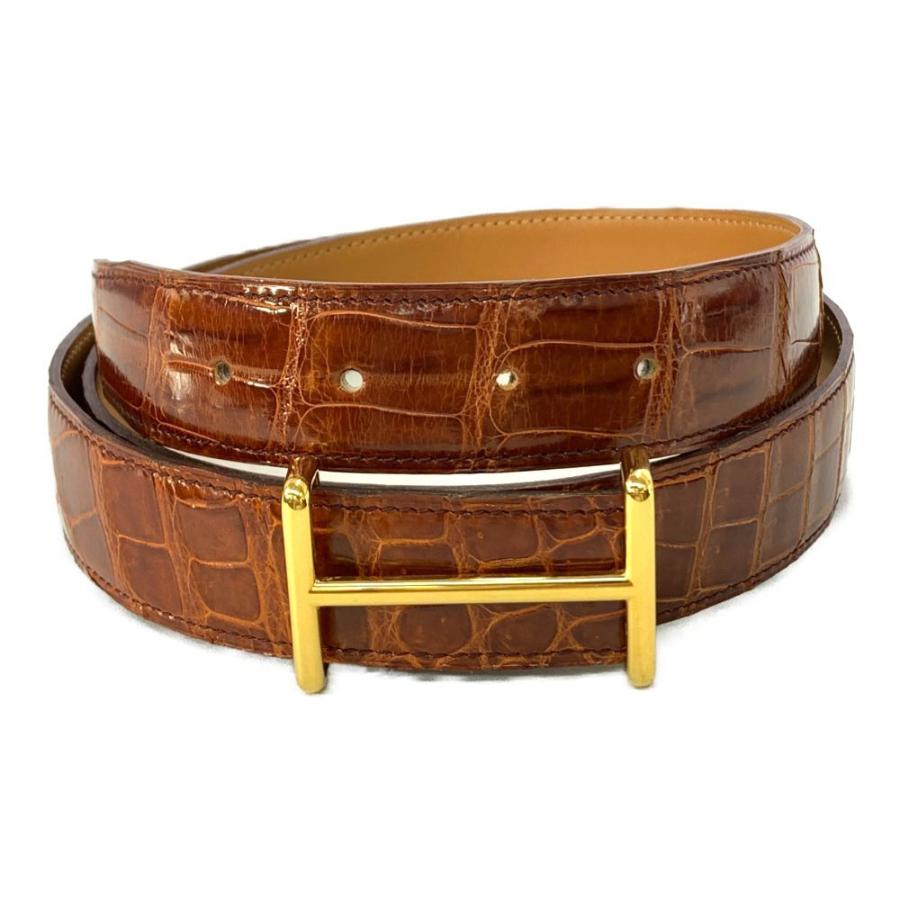 HERMES エルメス Hバックル金具・プレーンベルト・クロコポロサス 