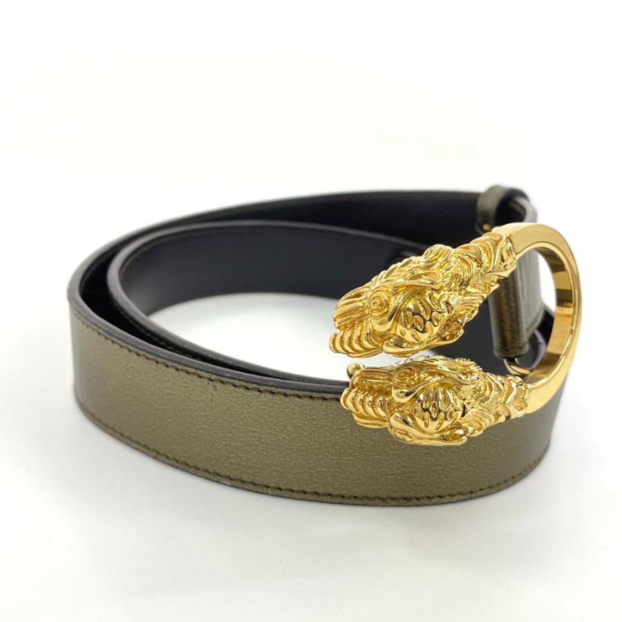 GUCCI グッチ ダブルタイガーヘッドベルト/037.1766.1424/カーキ/GUCCI  