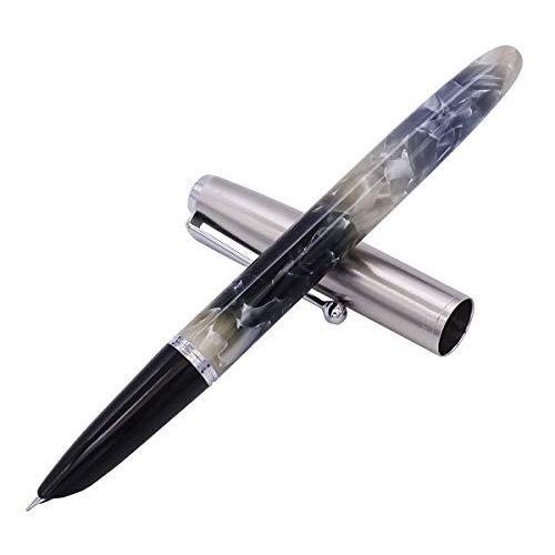 休日限定 Jinhao 51A グレー アクリル 万年筆 極細ペン先 0.38mm ライティングペン スチールフード付き ビジネスシグネチャー コレクション用 万年筆