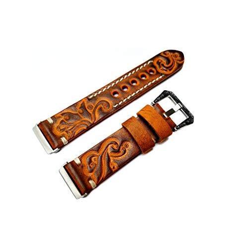 ＼半額SALE／ Genuine Orange and Brown Embossed NICKSTON Leather Fit with Compatible Band 腕時計用ベルト、バンド